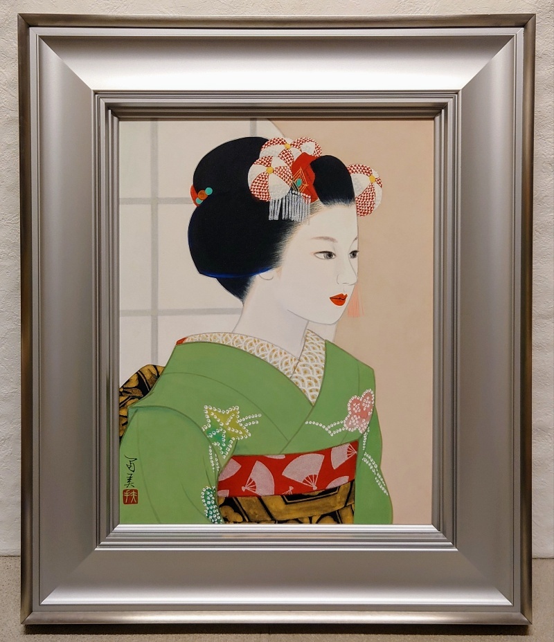 真作保証 倉田冨美「舞妓」日本画 6号 共シール 百貨店取扱作 日輝展