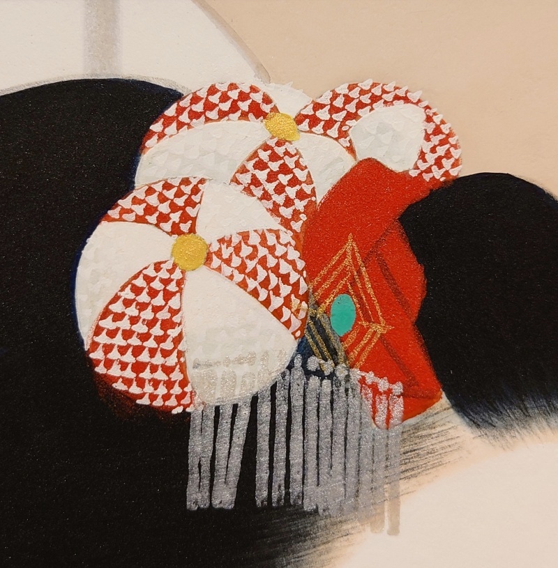 真作保証 倉田冨美「舞妓」日本画 6号 共シール 百貨店取扱作 日輝展