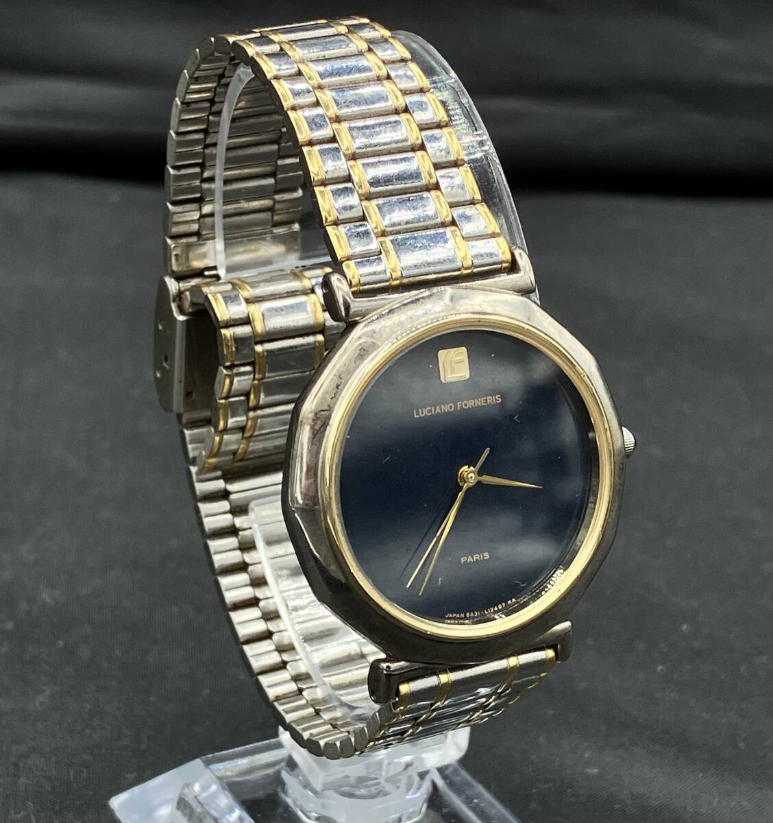 ◯電池交換済／LUCIANO FORNERIS ルシアーノフォルネリス 6A31-L05647 Y ブラック文字盤 クォーツ腕時計_2