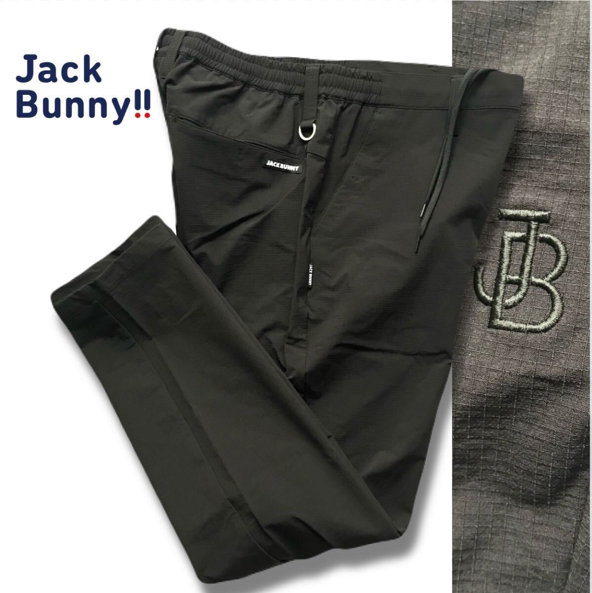 ●C394新品 【サイズ4/M】春夏 黒 定価15400円 ジャックバニー ナイロン ストレッチ テーパード パンツ Jack Bunny!! by PEARLY GATES(0)_1