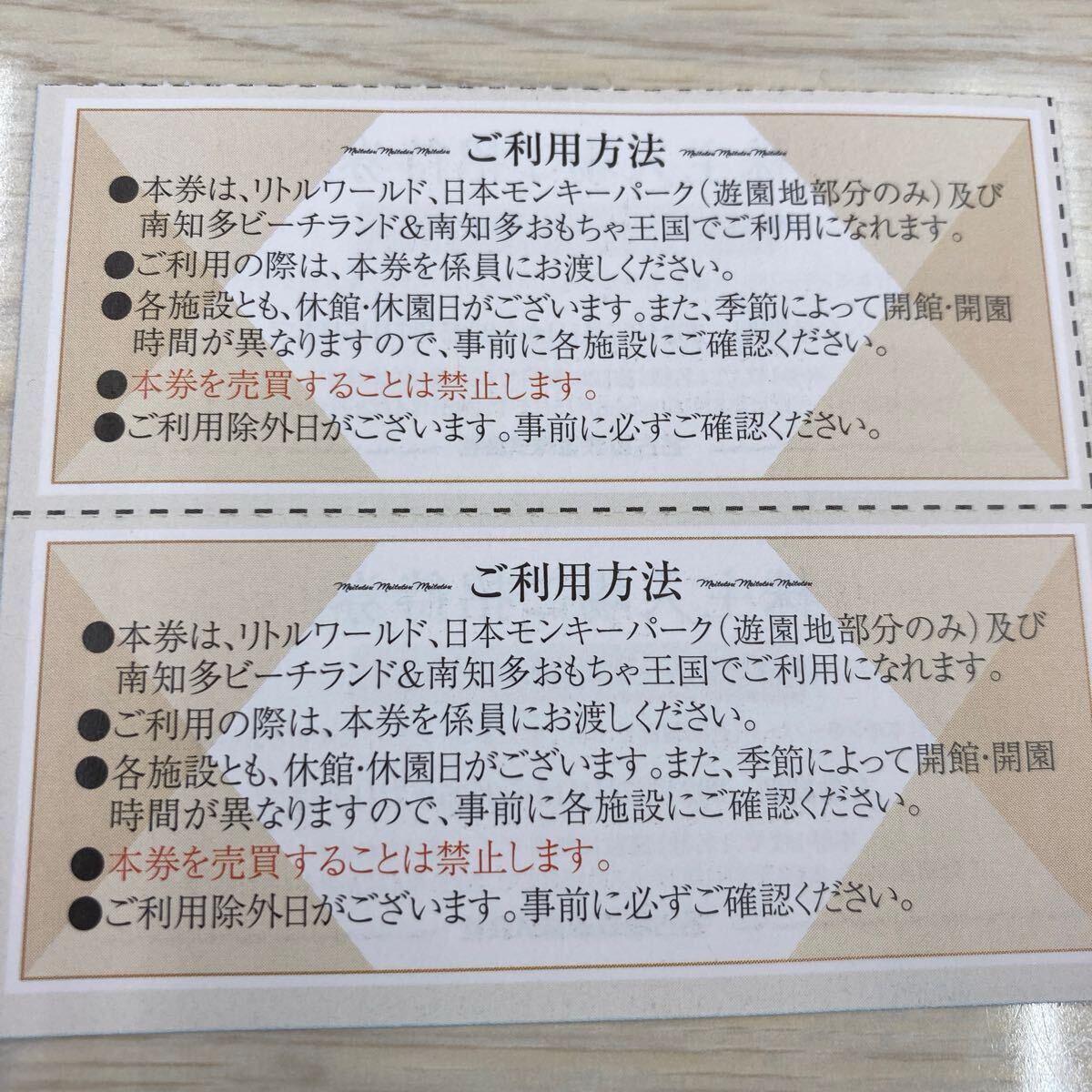 名鉄インプレス　名鉄株主優待 リトルワールド 日本モンキーパーク 南知多ビーチランド 入場券　2枚_3