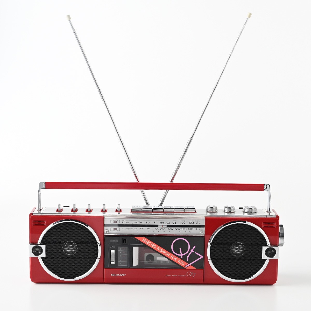 通電動作確認済】SHARP QT-7R FM/AM ステレオラジカセ レッド シャープ