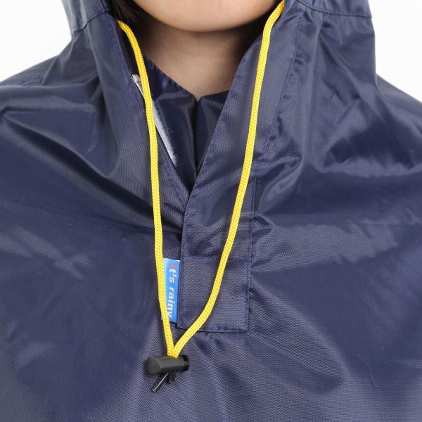 足元が見える ポンチョ 自転車用 バイク用 雨合羽 レインコート 男女兼用 フリーサイズ（ネイビー）_3