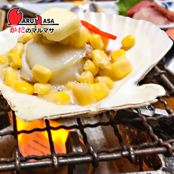 【かにのマルマサ】北海道産 活ホタテ貝 3年貝 1キロ詰 よつ葉バターセット_8