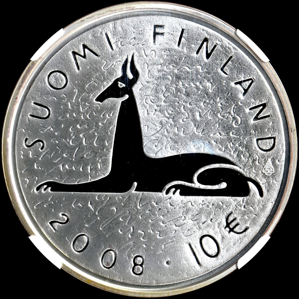 ☆日終 【NGC PF69 UL CA N社準最高鑑定】2008P フィンランド S10E銀貨