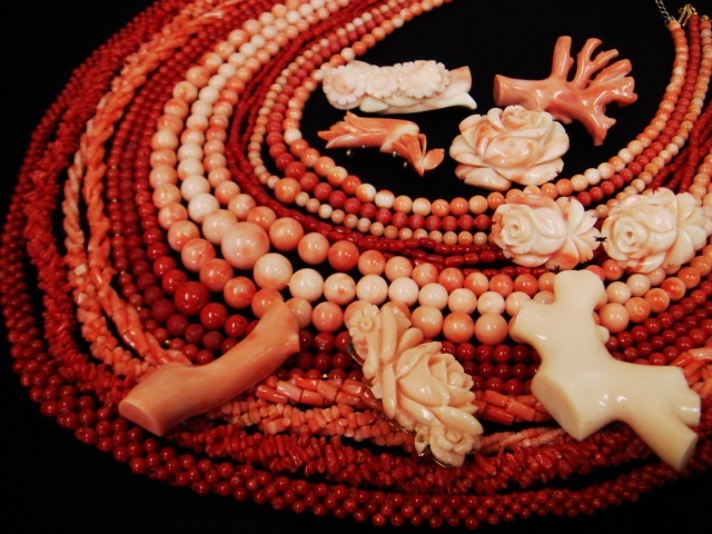 豪華★大量!!赤珊瑚・桃色・コーラル アクセサリー22点 437gセット★SV/925×8点・連ネックレス・帯留め・ブローチ・イヤリング・大粒等_1