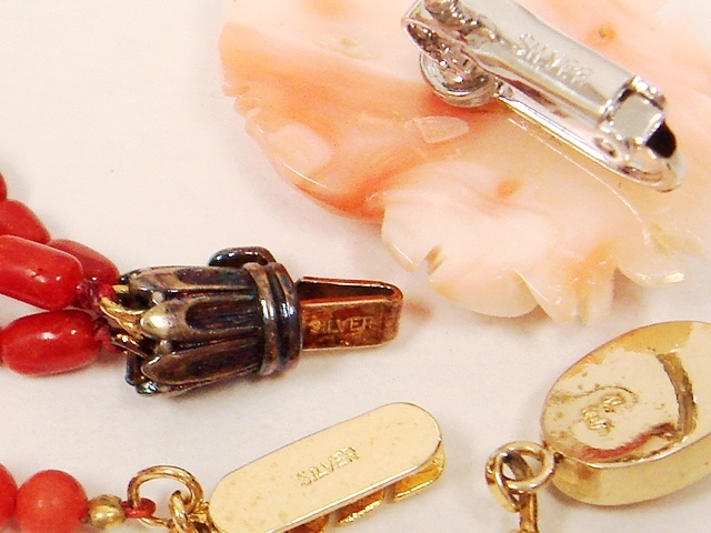 豪華★大量!!赤珊瑚・桃色・コーラル アクセサリー22点 437gセット★SV/925×8点・連ネックレス・帯留め・ブローチ・イヤリング・大粒等_10