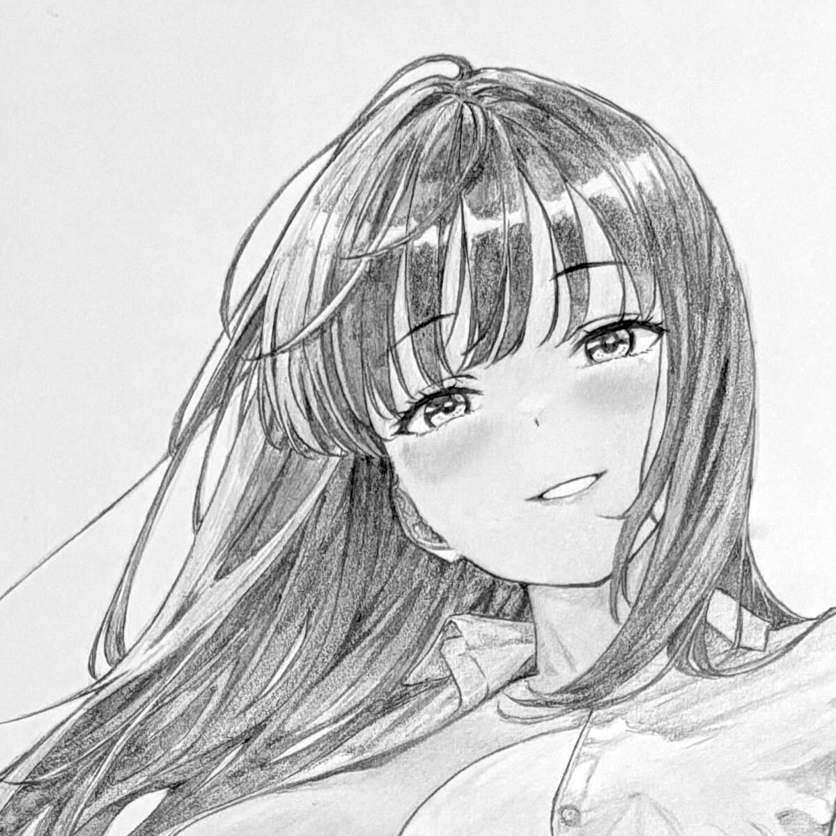 A4 手描き イラスト】 Ln108 オリジナル 裸ワイシャツ 鉛筆画 原画