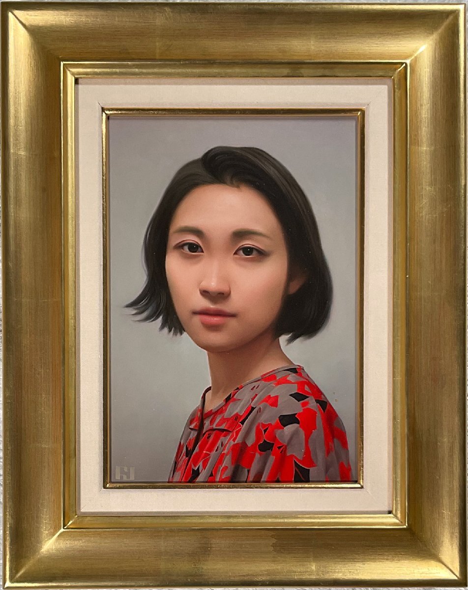現代美術,赤曽部麻衣子「窓外」100号油彩,春陽展出品作 吉間春樹(1994-)若くして美術の窓の表紙を飾った100%完売作家『赤い服