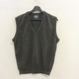 I728 80sビンテージ JANTZEN アクリルニットベスト USA製■1980年代製 表記Mサイズ グレ
