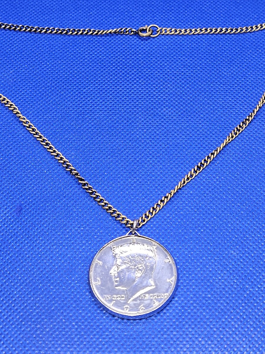 銀貨 ネックレス リバティコイン1964刻印有ペンダント 直径30mm USA製