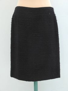 2601-0067●宝市/シャネル/ココマーク/ツイード/スカート/42/ブラック/フランス製/無地/P