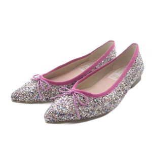 未使用品 ラウナレア バレエシューズ パンプス フラット ポインテッドトゥ グリッター リ