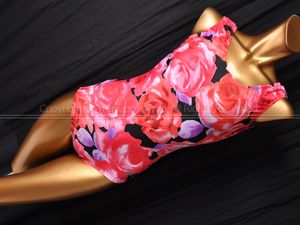 L1284-33★SASAKI ササキスポーツ ノースリーブ体操レオタード 薔薇柄 L