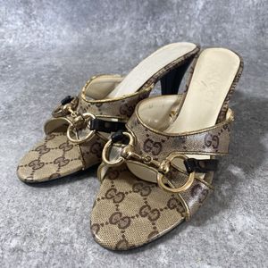 GUCCI グッチ GGキャンバス　ホースビット ミュール サンダル　24cm GG柄 イタリア製 レ