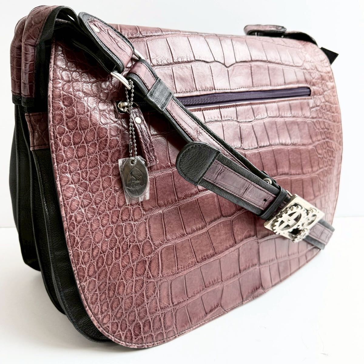 ○超美品○JRA 認定○シャイニング クロコダイル 本 ワニ 革○ハンド