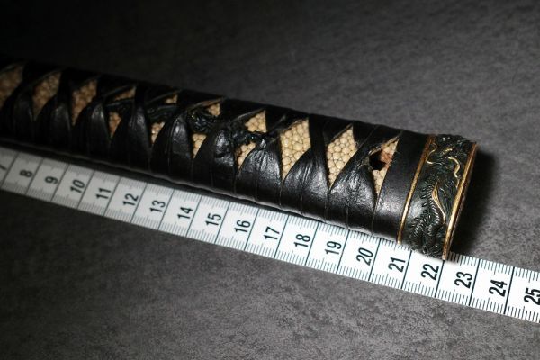 赤銅地龍図縁頭目貫備わる上等打刀柄前 江戸時代本歌 上級武士所用