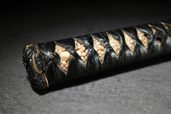 赤銅地龍図縁頭目貫備わる上等打刀柄前 江戸時代本歌 上級武士所用