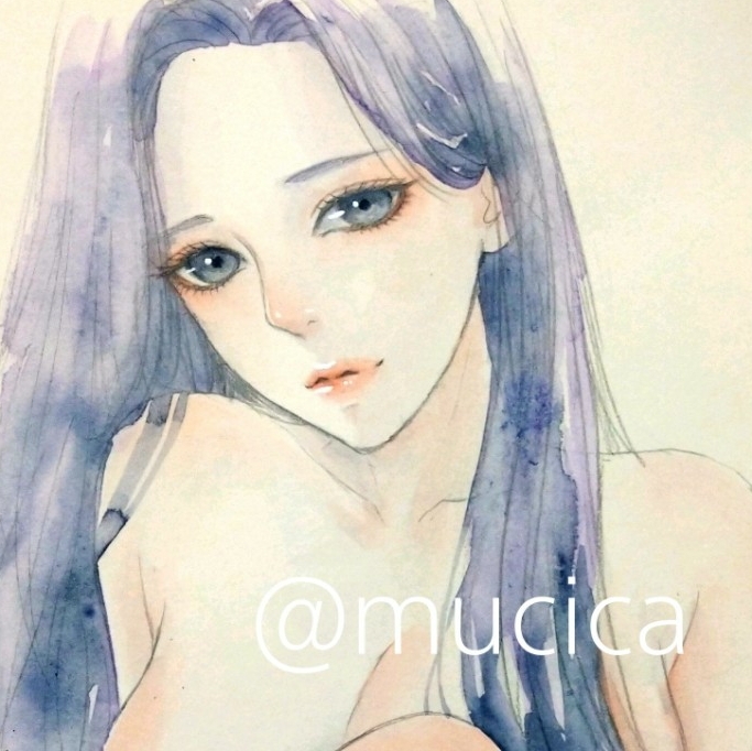 真作 肉筆原画 水彩画 手描きイラスト オリジナル 美人画 絵画