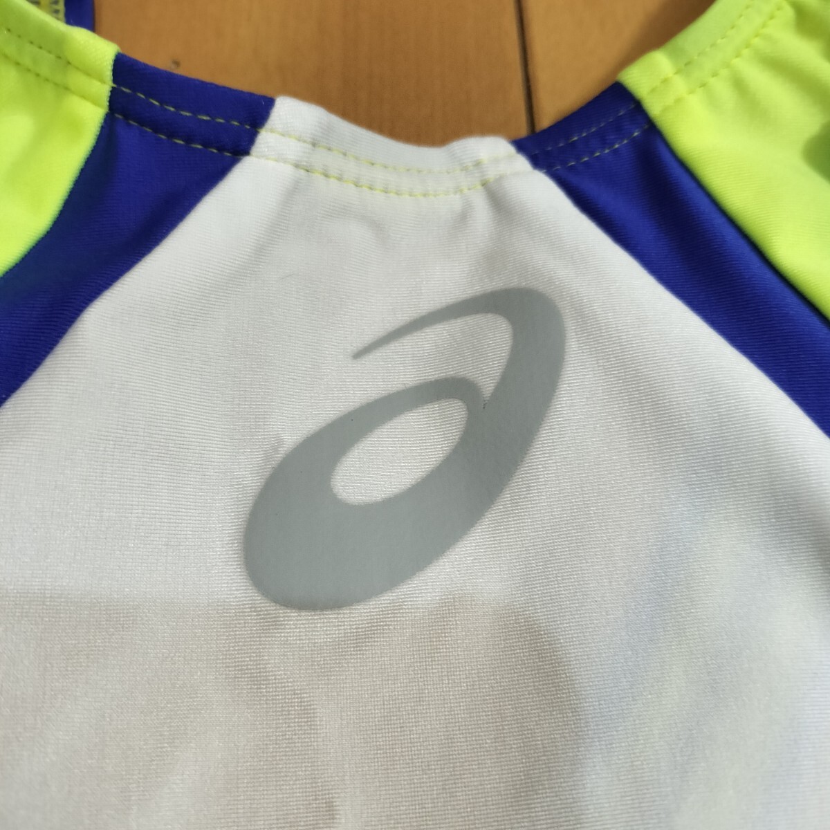 asics アシックス 競泳水着 ALS86T 白×蛍光イエロー Mサイズ ハイドロ