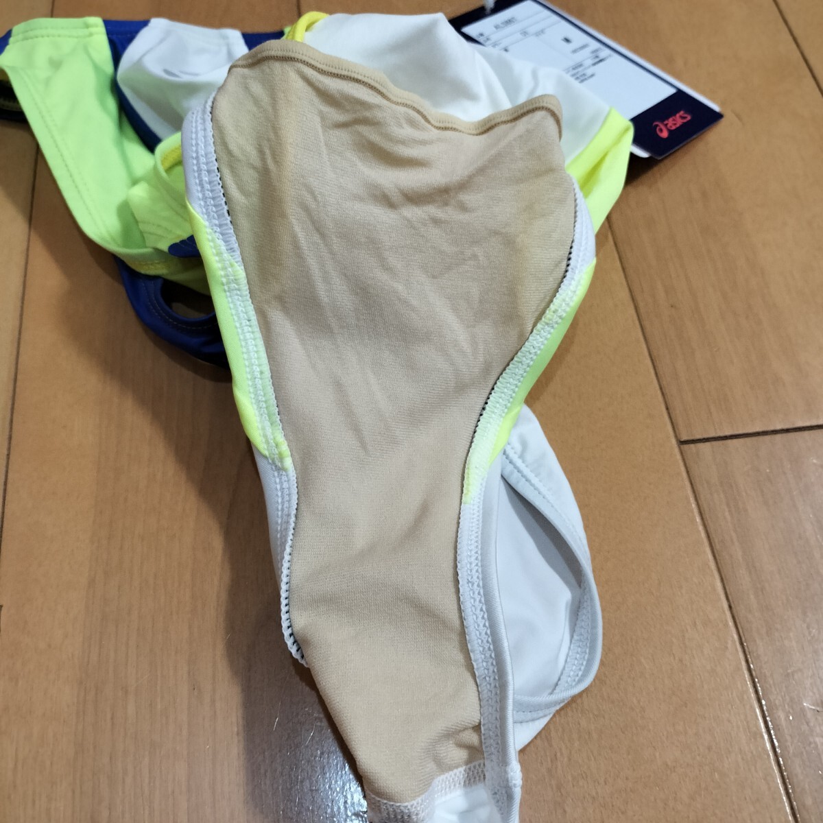 asics アシックス 競泳水着 ALS86T 白×蛍光イエロー Mサイズ ハイドロ