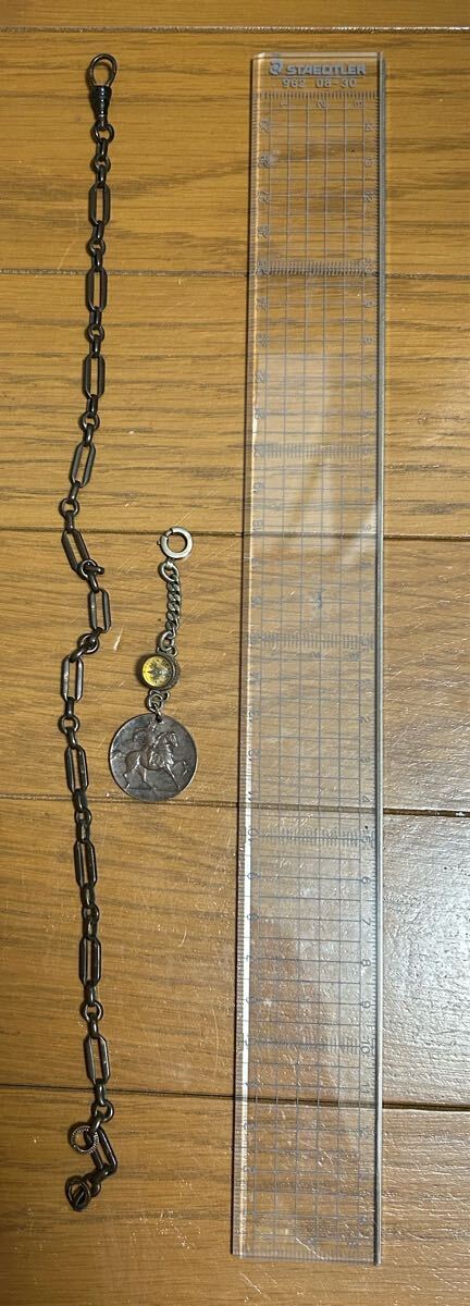 希少】戦前 グリコ 優勝記念メダル 提げ物 コンパス・赤銅チェーン付