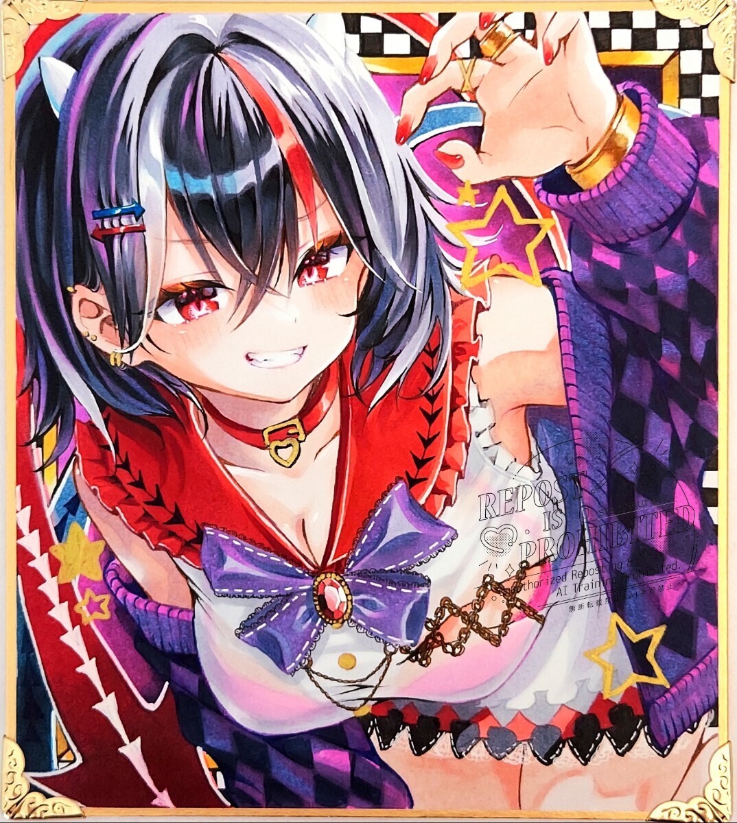 同人手描きイラスト 東方Project 東方輝針城 鬼人正邪 色紙 原画