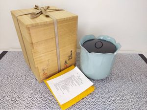 西】L119 三代 諏訪蘇山 青磁 花入 共箱 三代 諏訪蘇山の値段と価格
