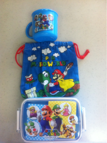 スーパーマリオお弁当箱&コップ&コップ袋セット★美品★入園入学_1