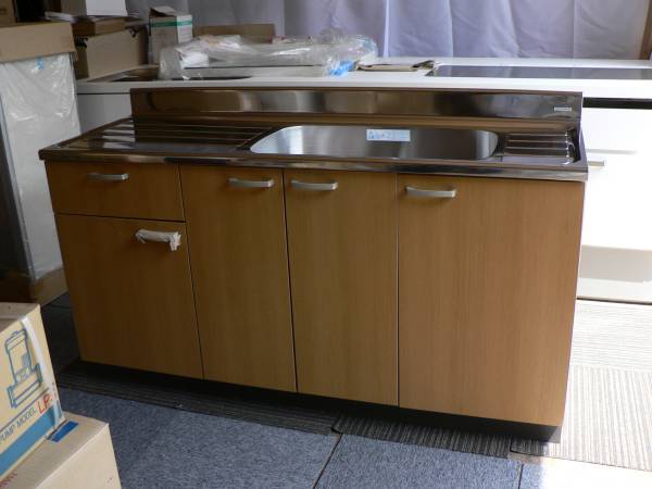 サンライズ製 キッチンセット シンクW1500R+コンロ台W700 未使用ワケあり品