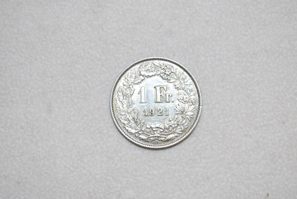 スイスフラン　１Ｆｒ　１９２１　裏面が逆　エラー？？_1