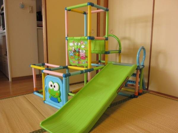 *美品・欠品無*WORLDおりたたみ3段ジム/ジャングルジムすべり台_1