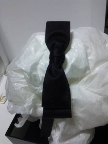 CHANELブラックシルク２段リボンカチューシャ_2