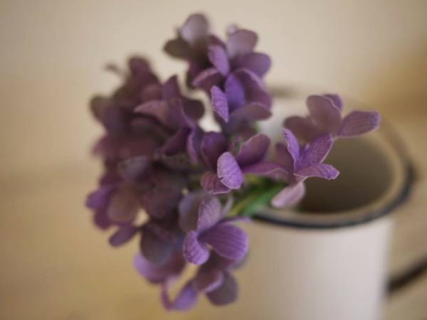 ハンドメイド　布花 スミレの花束 うす紫/サテンベルベット/斜茎_3