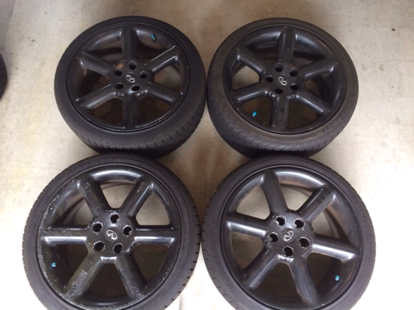 Z33純正ホイール 黒塗装 タイヤ付き。 18×9j+30(ラジアルタイヤ)｜売買 