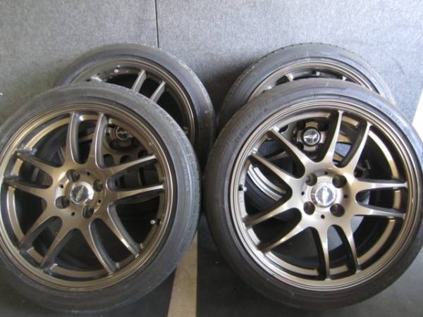 Xspeed(ブロンズ)7J 100 +45 195/45R17 RE050付き4本セット(ラジアル