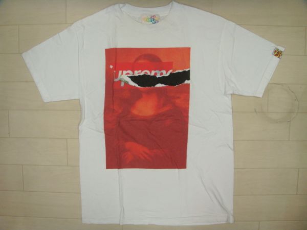 WRONGWORKS メンズ Supreme モナリザ パロディ半袖Tシャツ 白 M(文字 