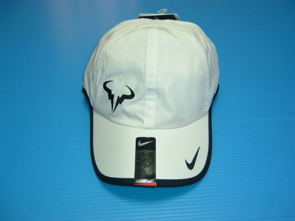NIKE ラファエル・ナダル ロゴ ホワイトキャップ ◎【NIKE】ラファエル ナダル キャップ白(帽子、サンバイザー)｜売買
