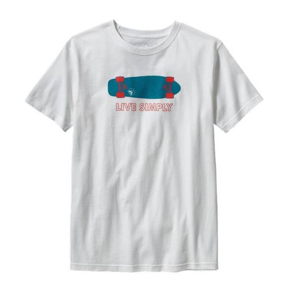 送無/パタゴニア◆リブ シンプリー スケートボード Tシャツ/M/白