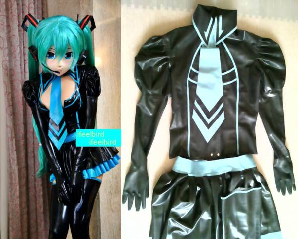 ラテックス ラバー コスチューム 初音ミク風 latex VOCALOID女L