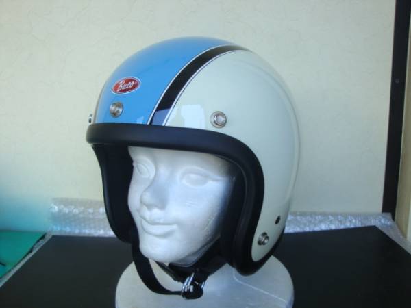 Buco ジェットヘルメット Lサイズ 58-60cm MOTOBUCO BUCO ブコ スカイブルー ジェットヘルメット Lサイズ 青白レトロ(L
