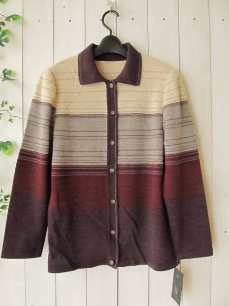 おば様♪新品レリアン上質ウール衿カーディガン11★定価43000円