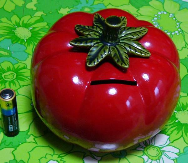 ◎内藤ルネ トマト 陶器 貯金箱 箱付 デッドストック(貯金箱)｜売買