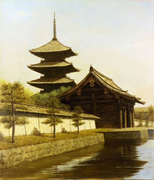 身野友之 リアリズム油彩10号東寺～哀惜の風景 写実絵画 神戸(自然