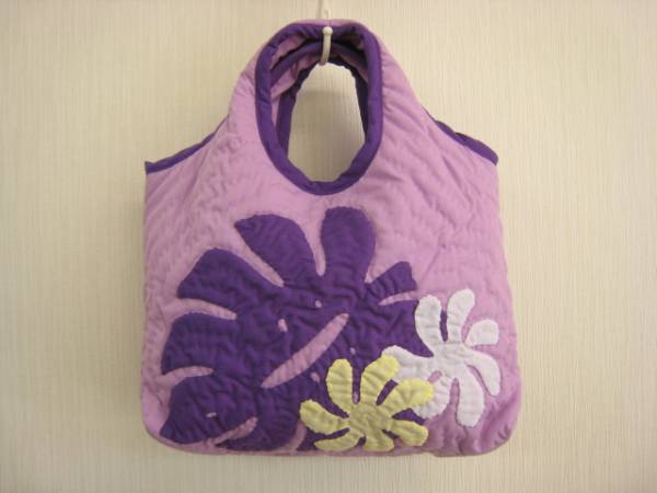 ハワイアンキルトバッグ　モンステラ・ピカケ柄 ハンドメイド