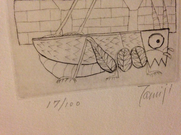 ☆北川民次 きたがわたみじ 銅版画 （バッタ）限定100(銅版画