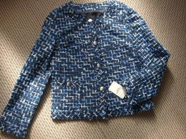 ストロベリーフィールズ新品ネイビーブルーツイードジャケット春