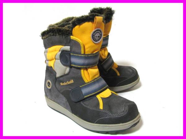 美品*【ティンバーランド】内ボア防寒ブーツ*灰黄*24cm*W14