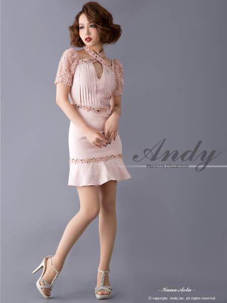 AN-OK1007☆Andyドレス☆新品タグ付☆PinkBeige S