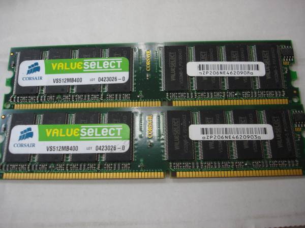 送料無料CORSAIR PC3200/DDR400 512MBx2枚(計1GB)中古_1